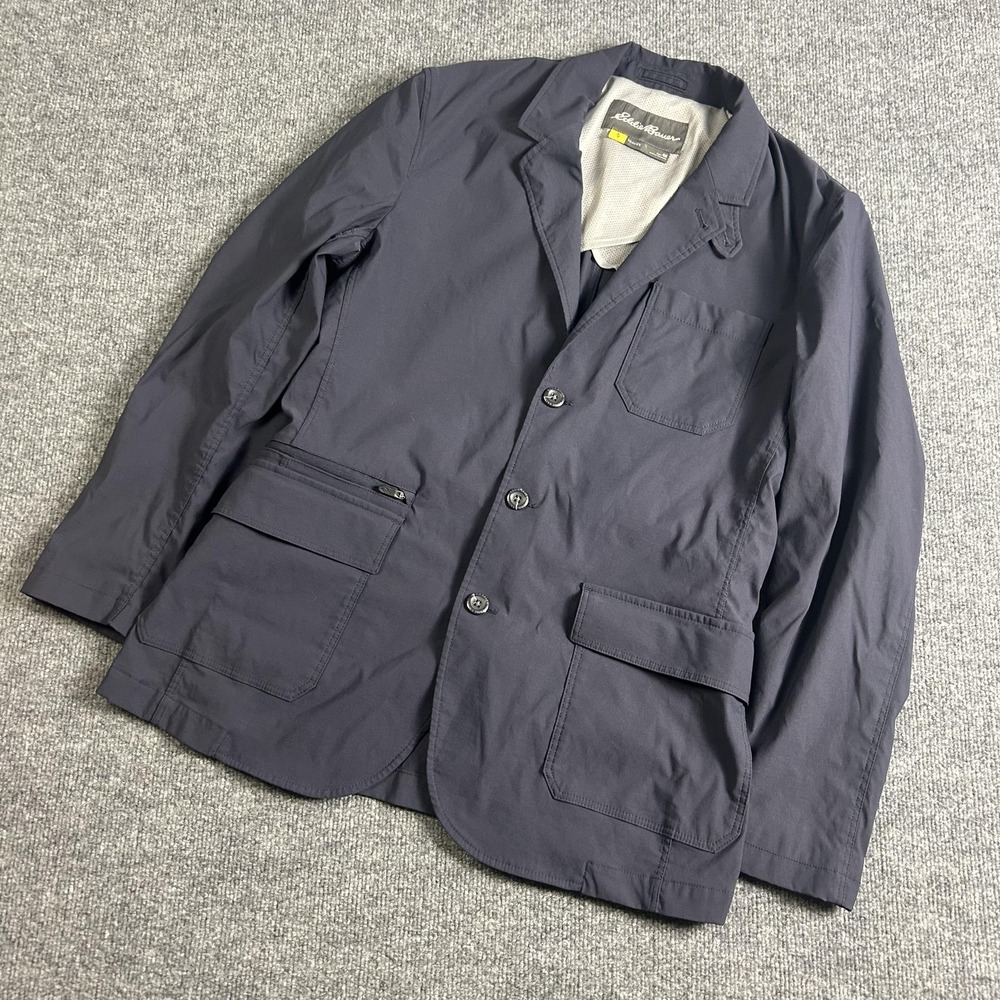 Eddie Bauer Jacket Mens 40 Gray Travex Nylon Stretch Travel Blazer Pockets